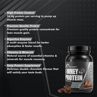 Dr. Morepen Muscle Food 100% Whey Protein Powder - Double Chocolate 1 kg - Whey Proteins