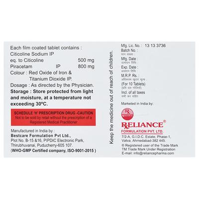 N Citi Plus 500/800mg Tablet 10'S - Alzheimer-Neu