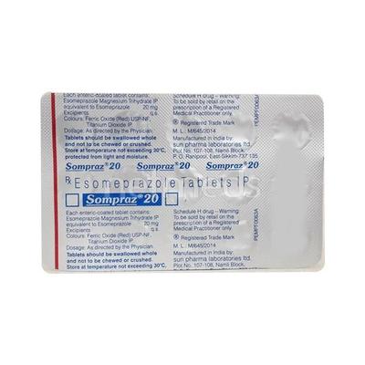 Sompraz 20mg Tablet 10'S - Ulcer/Reflux/Flatulence-Aaa