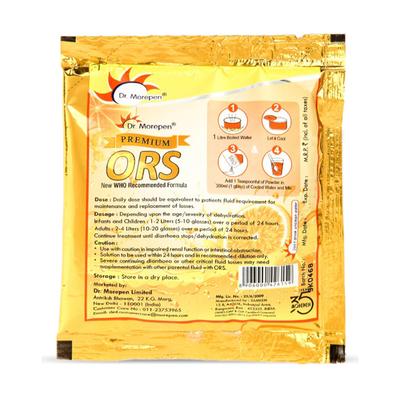 Dr. Morepen Premium ORS Powder - Orange (Pack of 5 x 21.8 gm) - Oral Rehydration (Ors)