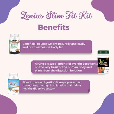 Zenius Slimfit Capsule 60's + Slimcare Powder 100 gm + Fiber 800 mg Tablet 60's 1's - Personal Care (Ayush)