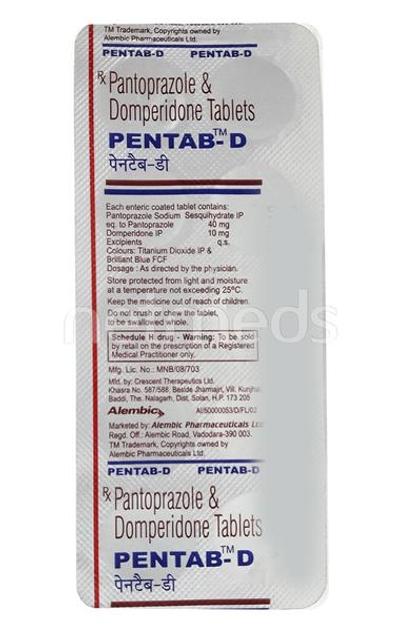 Pentab D Tablet 10'S - Ulcer/Reflux/Flatulence-Aaa