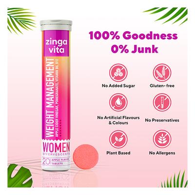 Zingavita Weight Management For Women Effervescent Tablet - Apple Flavour 20's - Weight Loss