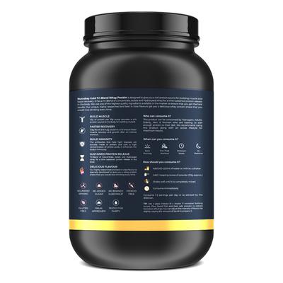 Nutrabay Gold Tri-Blend Whey Protein Powder - Rich Chocolate Cream Flavour 1 kg - Whey Proteins
