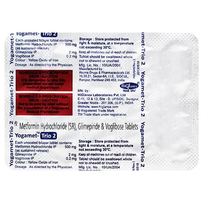 YOGAMET TRIO 2 Tablet 10's - Diabetes-Ant