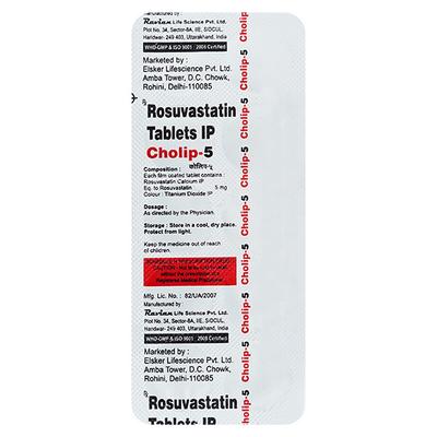 CHOLIP 5 Tablet 10's - High Cholesterol-Dys