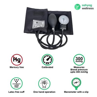 Sahyog Wellness Manual Aneroid Sphygmomanometer Blood Pressure Monitor with Stethoscope - Black 1's - Blood Pressure Monitors
