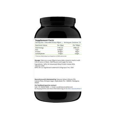 Natures Velvet 100% Whey Isolate Powder - Unflavoured 1000 gm - Speciality Medicines