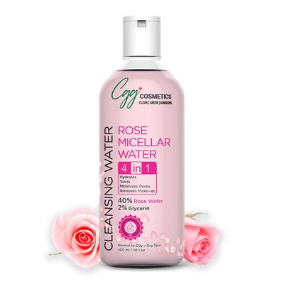 CGG Cosmetics Rose Water Micellar Cleansing Water 4 in 1 Skin Hydration Removing Makeup- for All Skin Types 300 ml - Face Wash & Cleansers