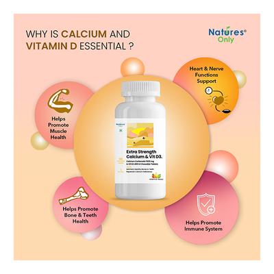 Natures Only Extra Strength Calcium 1500 mg & Vitamin D3 400 IU Chewable Tablets 60's - Multi-Vitamins