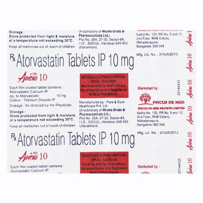AVICUS 10mg Tablet 15's - High Cholesterol-Dys