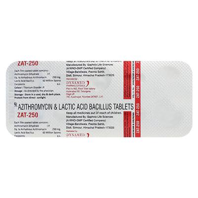 ZAT 250 Tablet 6's - Bacterial Infections-Mac