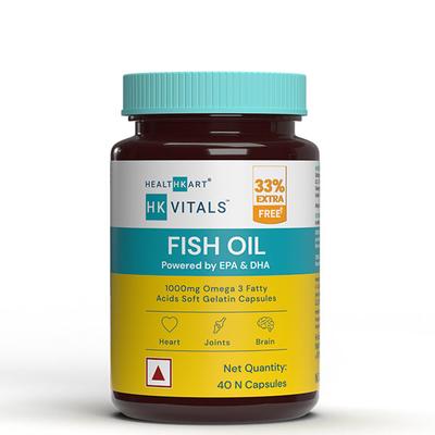 Healthkart HK Vitals Fish Oil 1000 mg Capsules 40's - Omega Fish Oil Fatty Acids