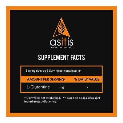 AS-IT-IS Nutrition L-Glutamine (Strength & Recovery) Powder 250 gm - Amino Acids