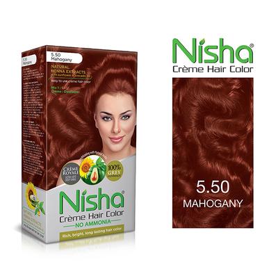 Nisha Creme Hair Color - 5.50 Mahogany 60 gm - Crème