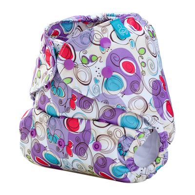 Bumberry Reusable Diaper Cover (2-36 Months) with 2 Wet Free Inserts - Violet Print - Diapers & Wipes