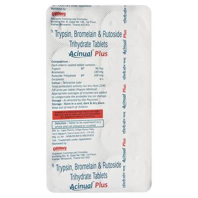 ACINUAL PLUS Tablet 10's - Pain relief-Ant