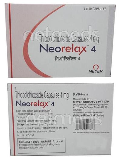 Neorelax 4mg Capsule 10'S - Muscle Cramps/Spasticity-Mus