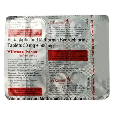 VILMAX M 500 Tablet 15's - Diabetes-Ant