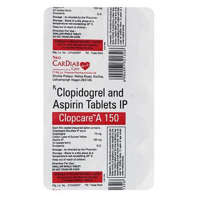 CLOPCARE A 150 Tablet 10's - Blood Clot-Ant