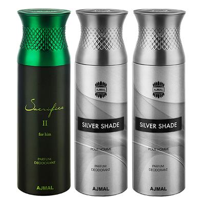 Ajmal Sacrifice II Silver Shade Silver Shade Deodorant Spray (Pack of 3) 200 ml - Perfumes (Edt/Edp)