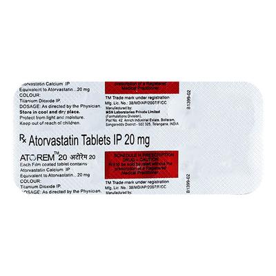 Atorem 20mg Tablet 10'S - High Cholesterol-Dys