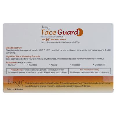 Tvaksh Face Guard Silicone sunscreen SPF 30+ GEL 50 gm - Body Sunscreen