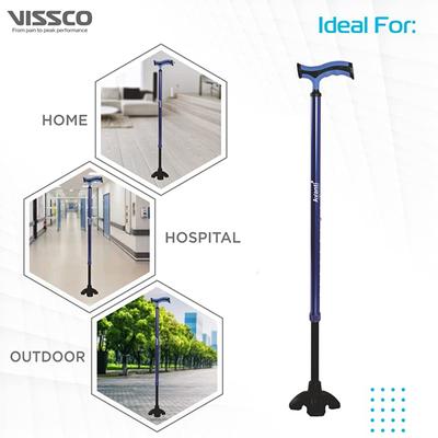 Vissco Avanti Plus T Shape Aluminum Walking Stick With Big Shoe - Wheelchairs & Walking Sticks