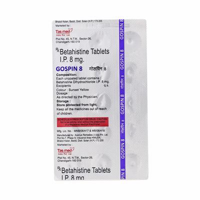 GOSPIN 8mg Tablet 10's - Vertigo-Ant