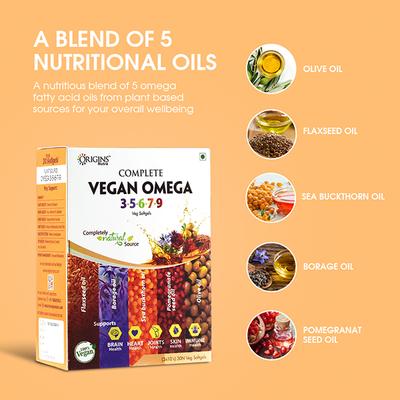 Origins Nutra Complete Vegan Omega 3-5-6-7-9 Softgel Capsule (Pack of 3 x 10's) - Omega Fish Oil Fatty Acids