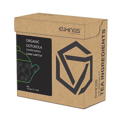 Elixings Organic Tea Ingredient Loose Leaf Cut - Gotukola 114 gm - Teas