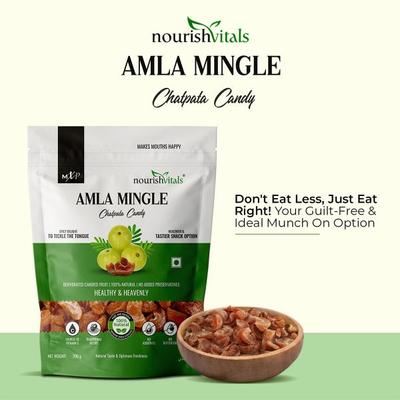 NourishVitals Chatpata Amla Mingle Candy 200 gm - Nutritional Bars