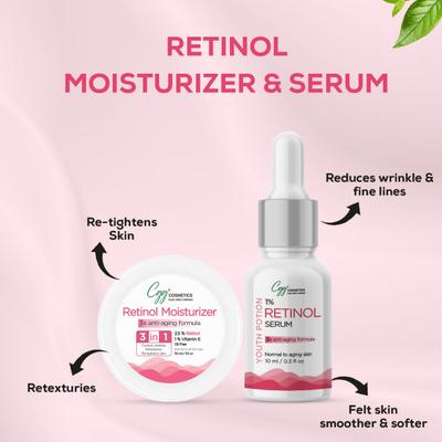 CGG Cosmetics 3 in 1 Retinol Moisturizer 50 ml + Free Retinol Serum 10 ml - Face Moisturizers