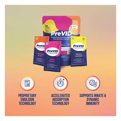 Previd Sugar Free Immunity Booster Shot - Assorted Flavour (Pack of 30 x 8 gm) - Multi-Vitamins