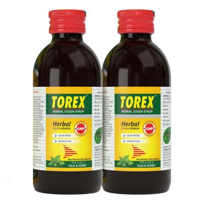 Torex Herbal Cough Syrup With Tulsi & Hpney (Pack of 2 X 100 ml) 1's - Cough & Cold (Ayush)