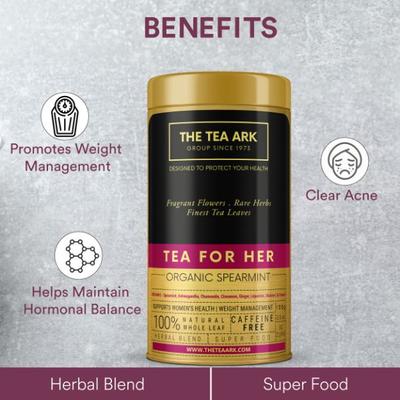 The Tea Ark Tea For Her Tea - Organic Spearmint 100 gm (Tin) - Herbal/Green Teas