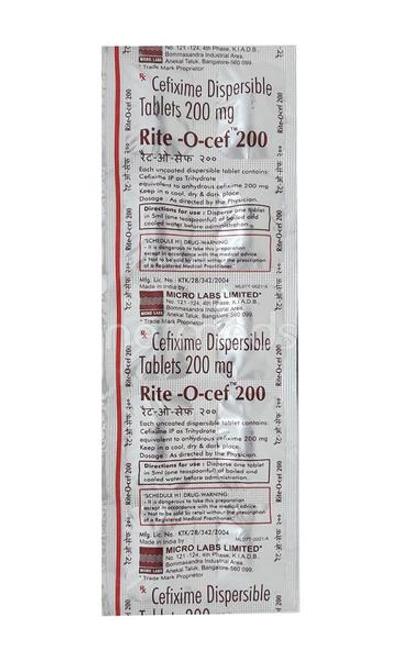 Rite O Cef 200mg Tablet 10'S - Bacterial Infections-Cep