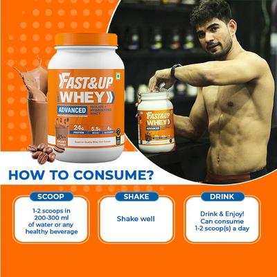Fast&Up Whey Advanced Protein Powder - Creamy Coffee Flavour 912 gm - Whey Proteins