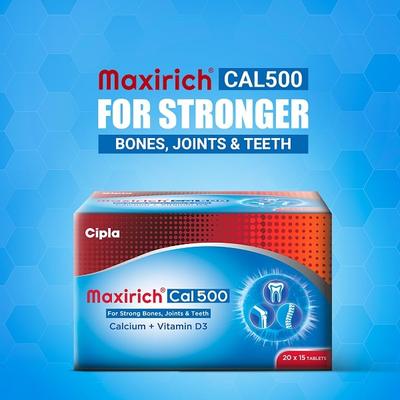 Maxirich Cal 500 Tablet (20 X 15's) - Calcium And Minerals