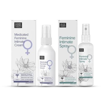 Sheneed Feminine Intimate Hygiene Combo (Intimate Spray 100 ml + Intimate Cream 60 gm) 1's - Intimate Care