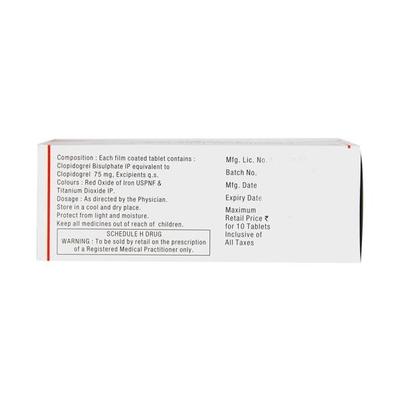 Clodrel 75mg Tablet 10'S - Blood Clot-Ant