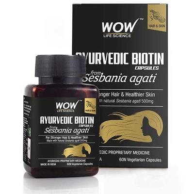 WOW Life Science Ayurvedic Biotin Veg Capsule 60's - Hair & Skin
