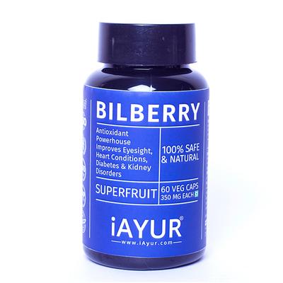 iAYUR Bilberry 350 mg Veg Capsule 60's - Herbal Dietary Supplement