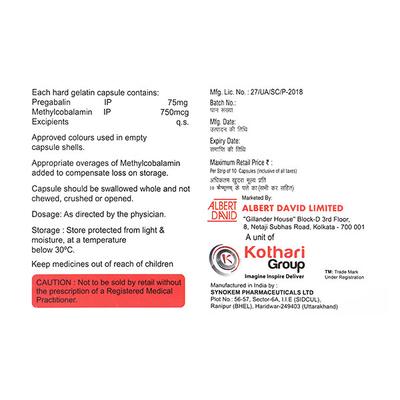 Sioneuron PG 75/750mcg Capsule 10'S - Neuropathic Pain-Dru