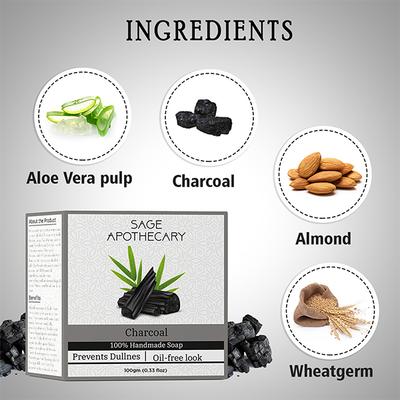 Sage Apothecary Charcoal Soap 100 gm - Shower Gels & Body Wash