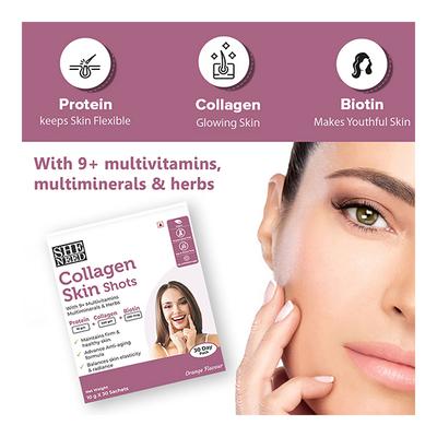 SheNeed Collagen Skin Shots Sachet - Orange (Pack of 30 x 10 gm) - Hair & Skin