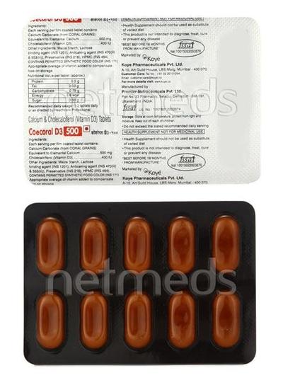 Coecoral D3 500mg Tablet 10'S - Supplements-Cal