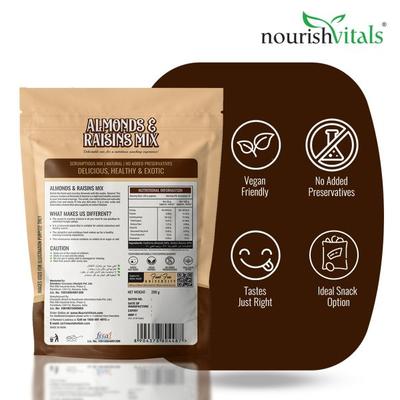 NourishVitals Almonds and Raisins Scrumptious Mix 200 gm - Nutritional Bars