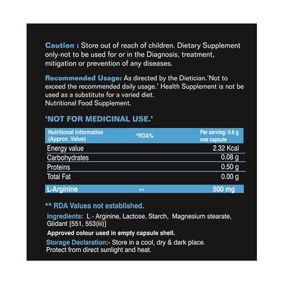 Alvizia L-Arginine 500 mg Capsule 100's - Amino Acids