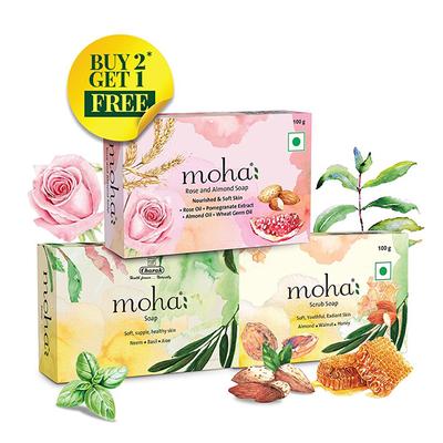Moha Soap Combo (Pack of 3 x 100 gm) (Buy 2 get 1 Free) - Personal Care (Ayush)